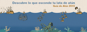 Barcos pescando atún y la frase: Descubre lo que esconde tu lata de atún. Guía de Atún 2015