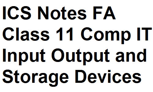 ICS Notes FA Class 11 Computer Information Technology Input Output and Storage Devices fsc notes