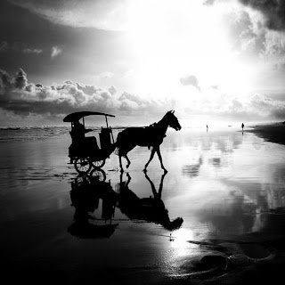 Beautiful black and white landscape in Indonesia