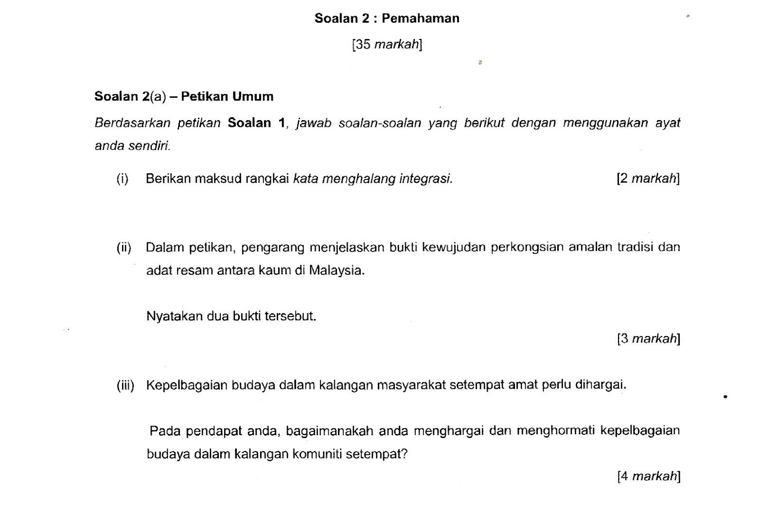 Laman Bahasa Melayu SPM: SOALAN DAN CADANGAN JAWAPAN 