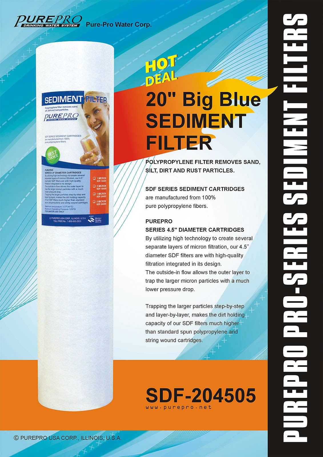 PurePro® USA 20" Big Blue Sediment Filter SDF-204505