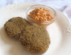 Quinoa Chickpea Flour Falafel with Mung Beans and Roasted Red Pepper Sauce