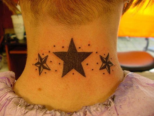 tattoos on neck for girls. beautiful star tattoos on