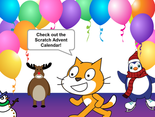 Scratch cat and friends invite you to check out the advent calendar!