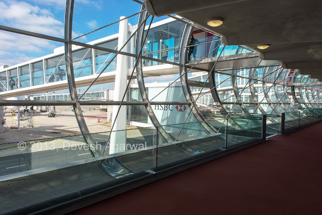 The futuristic looking Terminal 2F arrivals at Paris Charles De Gaulle airport