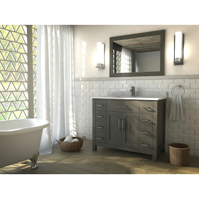 Kent 42 inch French Gray Finish Bathroom Vanity