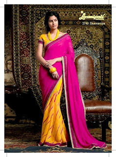 Two Shades Embroidered Sarees of India