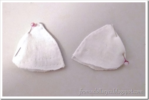 Making bras for bjds.  Turn it right sides out, press if needed, and top sew on the inner most side only if desired.