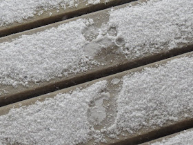 bare footprint in snow