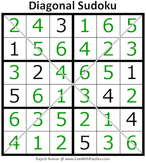 Diagonal Sudoku (Sudoku for Kids #1) Answer