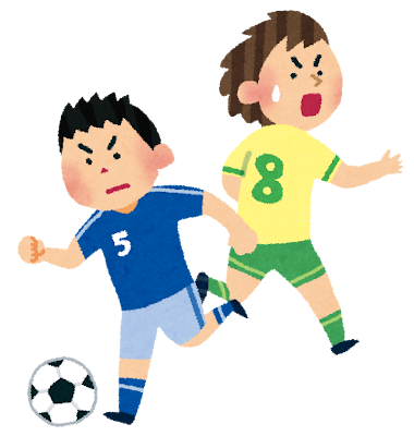 ドリブルで相手を抜いた選手のイラスト（サッカー）