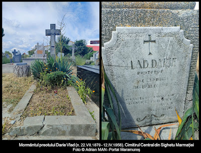 Mormântul preotului Darie Vlad (22 iulie 1879 - 12 aprilie 1958), Cimitirul Central din Sighet. Foto © Adrian MAN, Portal Maramureș, 2023