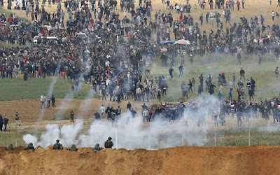 IDF trying to disperse the march and the protests at the borders with Gaza