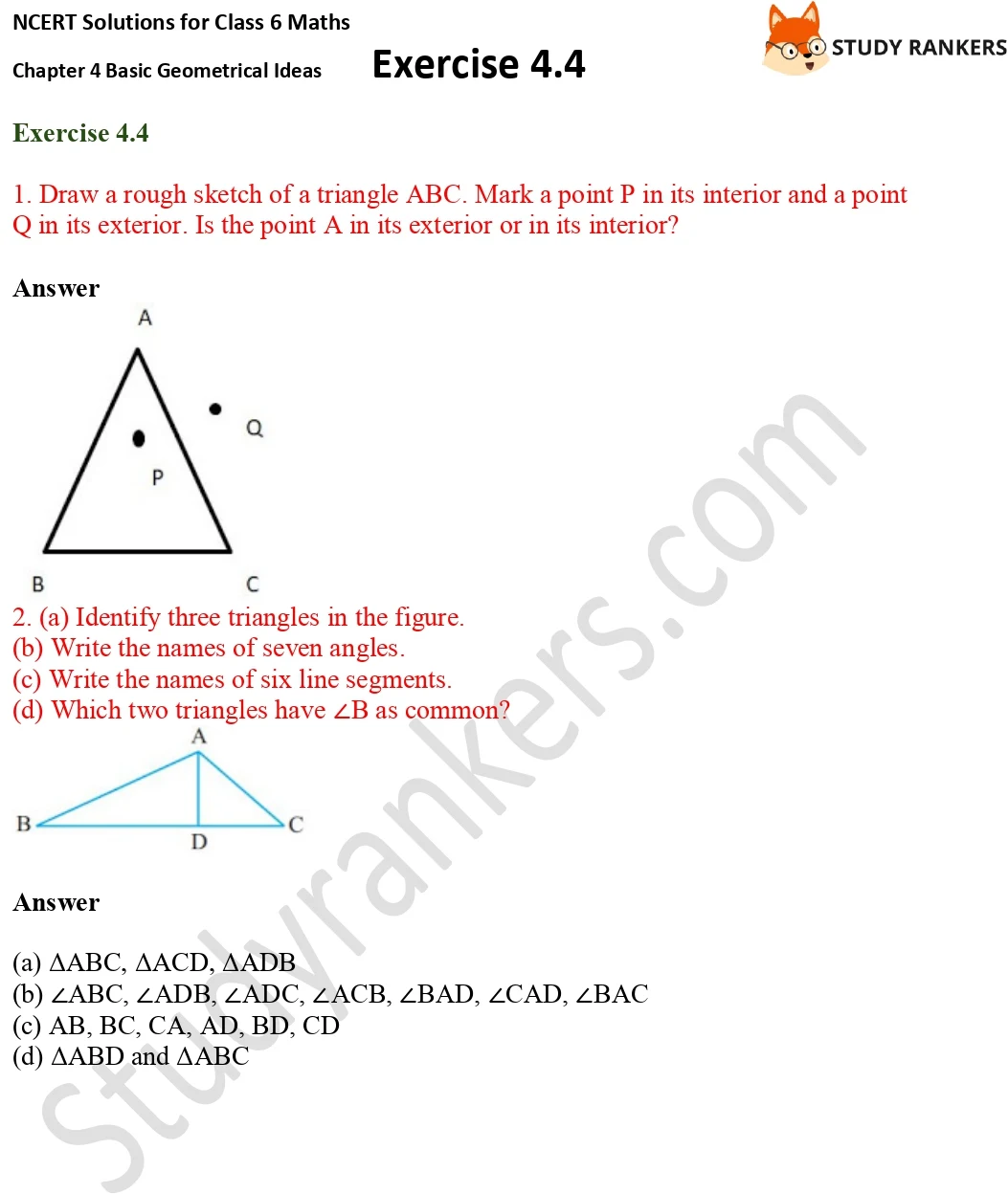 NCERT Solutions for Class 6 Maths Chapter 4 Basic Geometrical Ideas Exercise 4.4