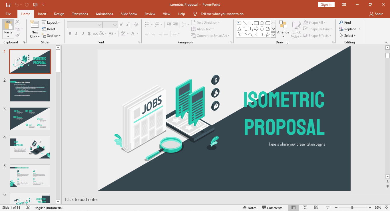  Template ini cocok digunakan untuk presentasi proposal proyek dengan beberapa desain isom ✘ Download Template PowerPoint Isometric