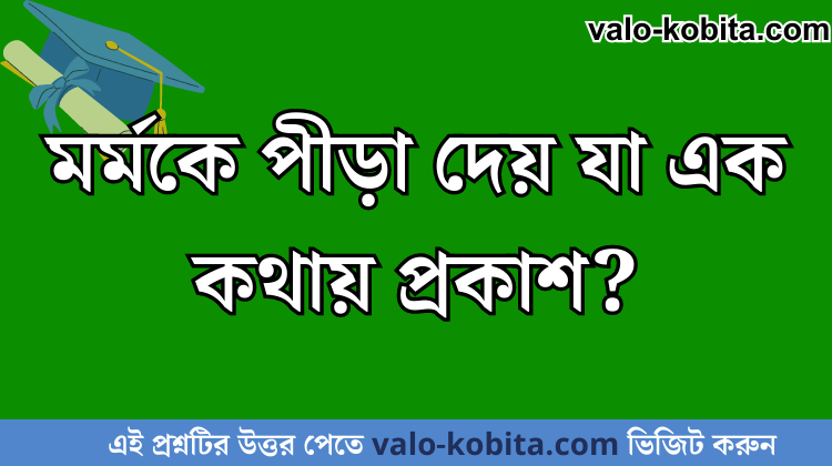 মর্মকে পীড়া দেয় যা এক কথায় প্রকাশ?