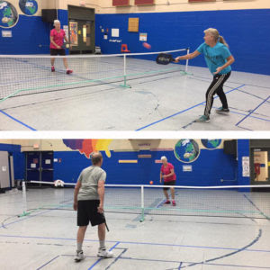 Photos of people playing Pickle Ball