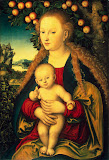 The Virgin and the Child Under an Apple Tree by Lucas Cranach - Christianity Paintings from Hermitage Museum