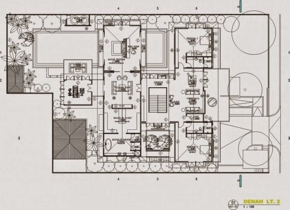 contoh Denah Rumah Mewah 1 Lantai