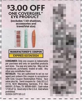 $3.00/1 CoverGirl Eye Product Coupon from "SAVE" insert week of 2/11/24.