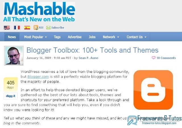 Le site du jour : la boîte à outils de Blogger
