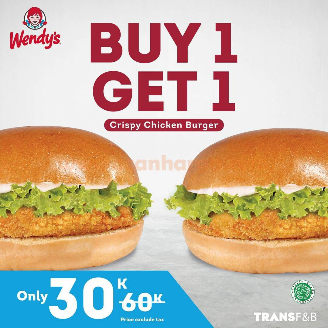 WENDYS Promo Buy 1 Get 1 untuk CRISPY CHICKEN BURGER