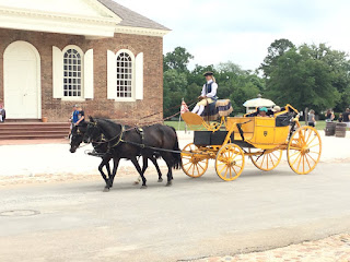 Colonial Williamsburg Horse and Buggy passing the Courthouse 