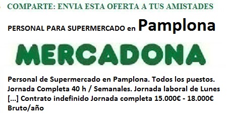 Pamplona, Navarra. Lanzadera de Empleo Virtual. Ofertas Mercadona