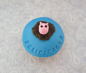 cupcakes con cerdito de fondant
