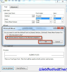 Cài đặt font chữ mặc định trong MSOffice 2007,2010,2013