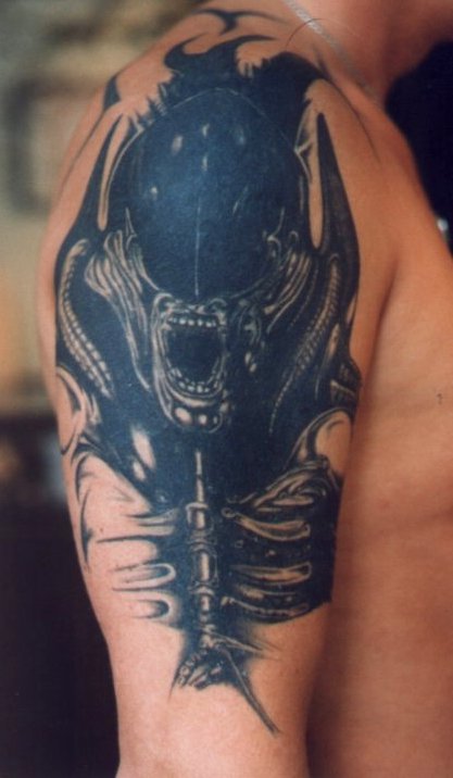 alien tattoos HH Giger style alien tattoo