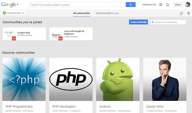 Searching for relevant communities on Google+