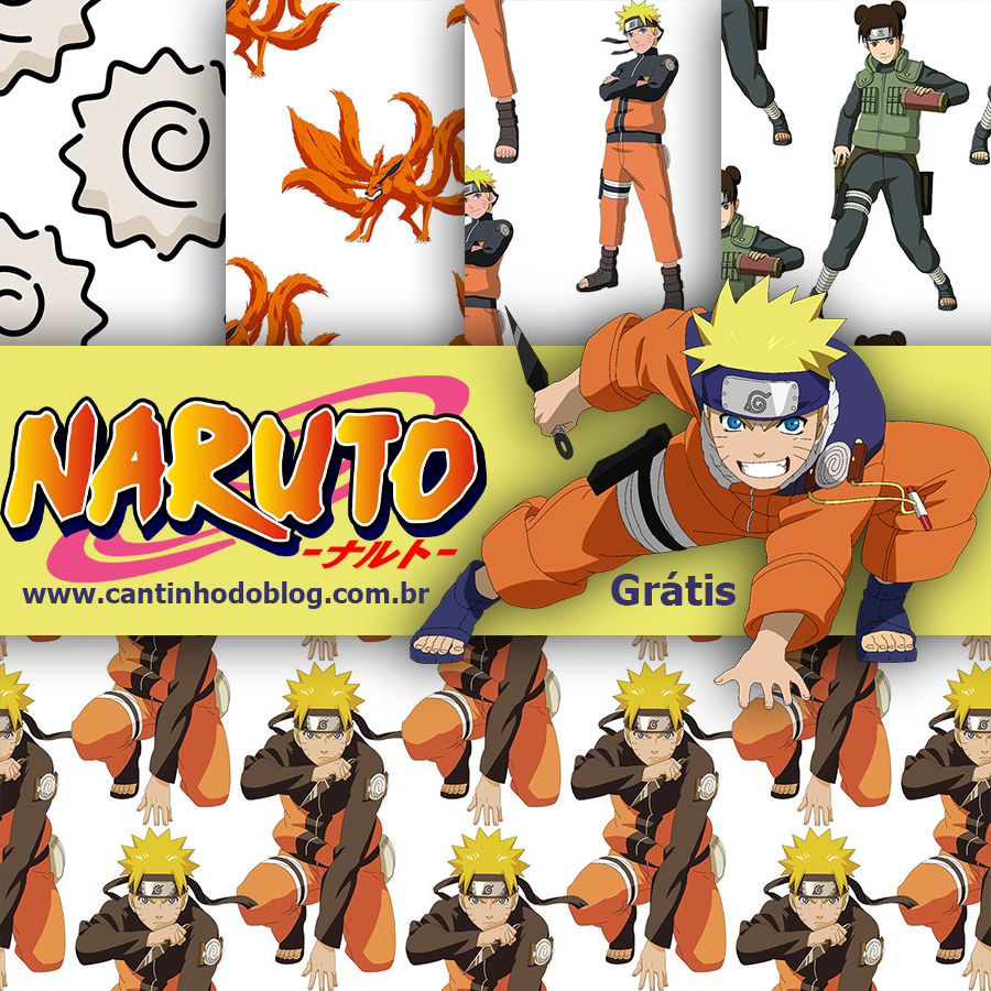 Kit Digital Naruto com 135 Imagens Em PNG