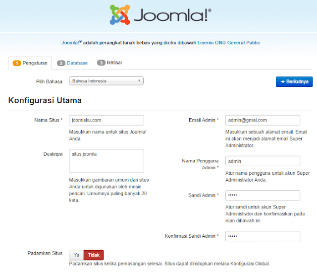 Cara membuat website dengan joomla