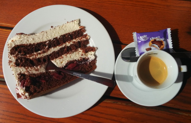 The famous black forest cherry gateau cake