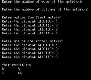 Program to add two matrices