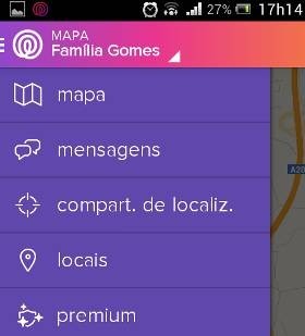 Menu Life360 Localizador de família