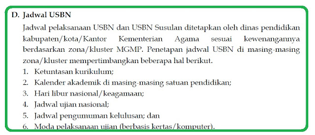 Jadwal Pelaksanaan USBN SMP  Tahun Pelajaran 2018/2019