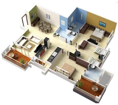  Rumah merupakan sebuah kebutuhan primer bagi insan untuk daerah beristirahat dan bertah 8 Contoh Denah Rumah Minimalis 1 Lantai 3 Kamar