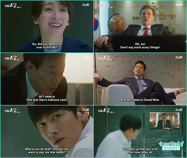 chairman choi told choi yoo jin he want cloud nine and president kwang so told Je Ha he want the memory card - The K2 - Episode 15 (Eng Sub) 