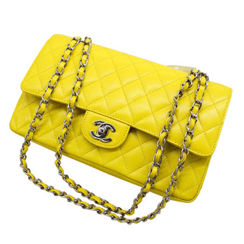 Chain link strap bag, yellow hand bag