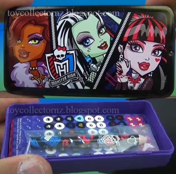 McDonalds Monster High Happy Meal Toys 2014 2 Closeups Views of the Chilling Chamber Keeper toy with Sticker Set and Notepaper