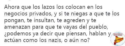 Ara que los llassos los coloquen als negossis privats, y si te negues a que los ficon, te insulten, te agredixen y te amenassen per a que ten vaigues del poble. Podem di ya que pensen, parlen y actúen com a NAZIS , o encara no ? #Chapurriau chapurriau.blogspot.com