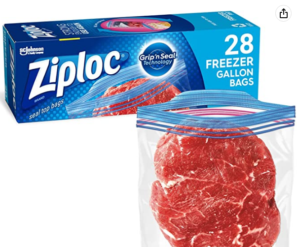 Best Dog Food Best Seller Amazon Prime Ziploc Gallon Food Storage Freezer Bags, Grip 'n Seal Technology for Easier Grip, Open, and Close, 28 Count