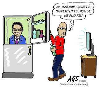 televisione, renzi, campagna per il SI, talk show, vignetta, satira