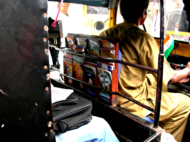 books in a auto rickshaw in mumbai by kunal bhatia