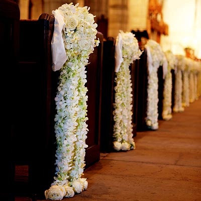 diy church pew wedding decorations