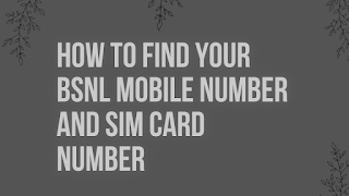 Find Your BSNL Mobile Number