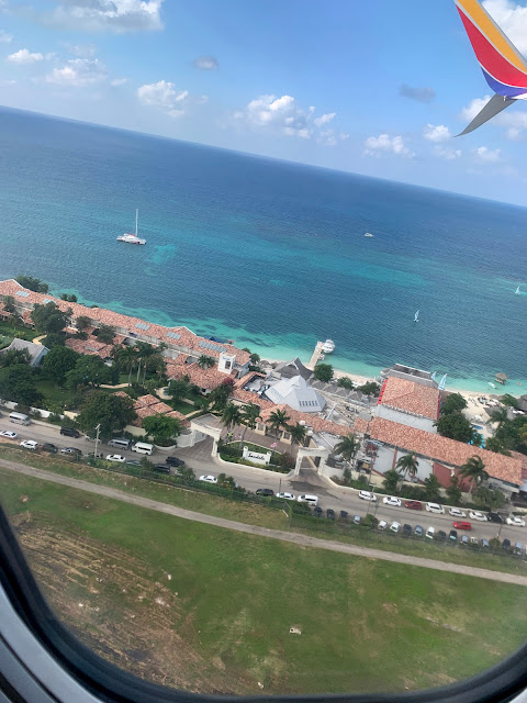 view of Sandals Montego Bay from plane