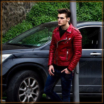 model jaket kulit pria warna merah
